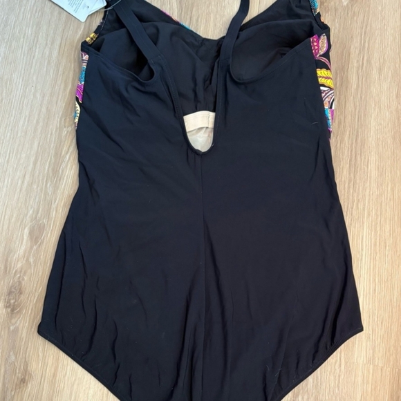 Anita Women’s 44C Black Floral One Piece Bathing Suit - Picture 3 of 5